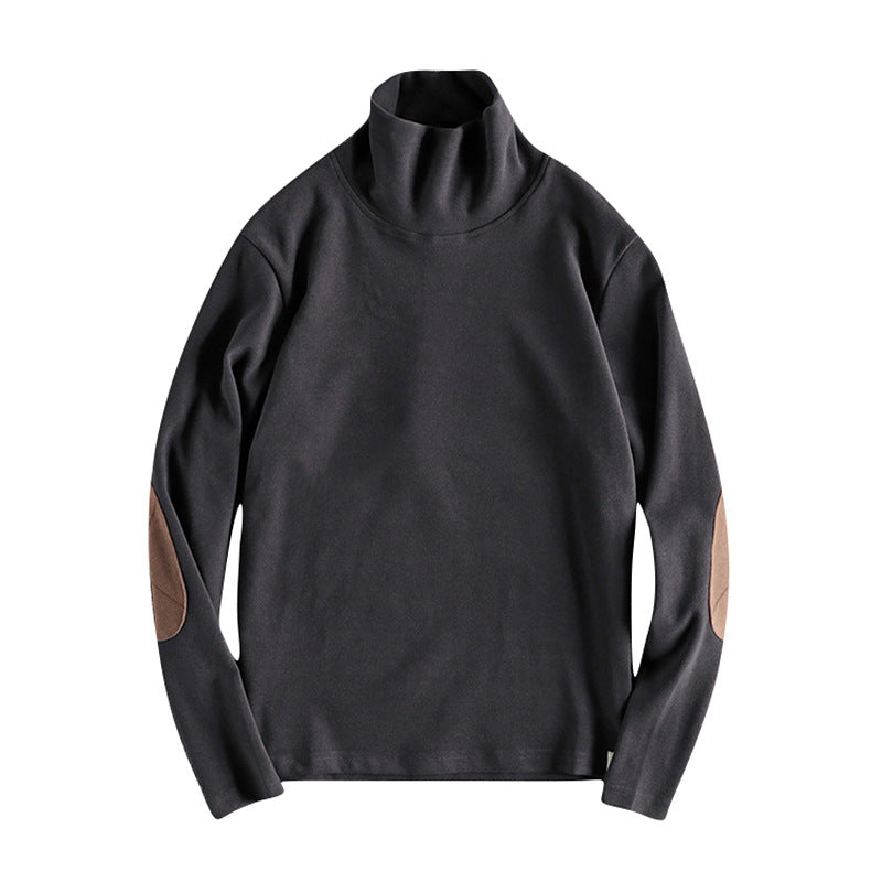 Herren Stehkragenpullover aus hochwertigem Fleece mit kontrastierenden Ellbogenpatches Echoarchiv