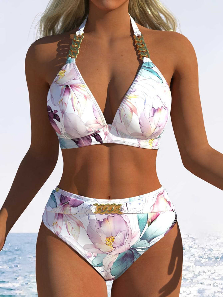 Damen Bikini-Set mit hohem Taillenschnitt und elegantem Blumendruck Echo Archiv