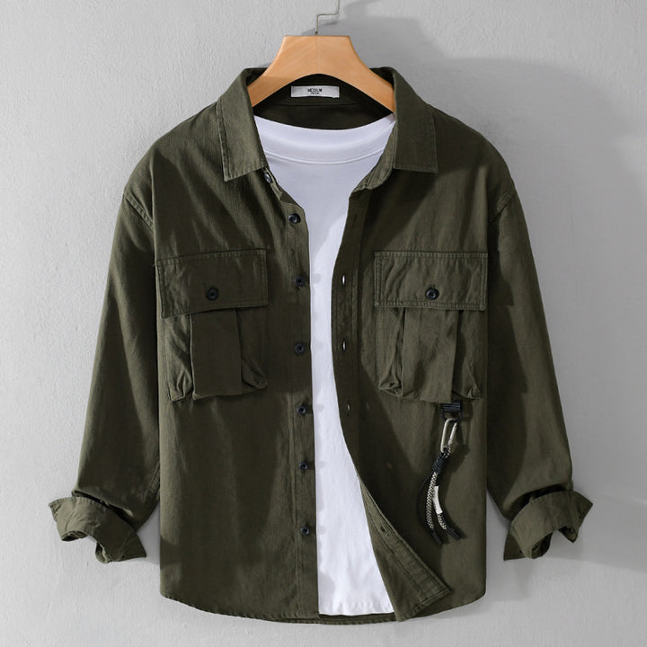 Herren Utility-Overshirt mit Doppel-Brusttaschen und Karabinerdetail Echoarchiv
