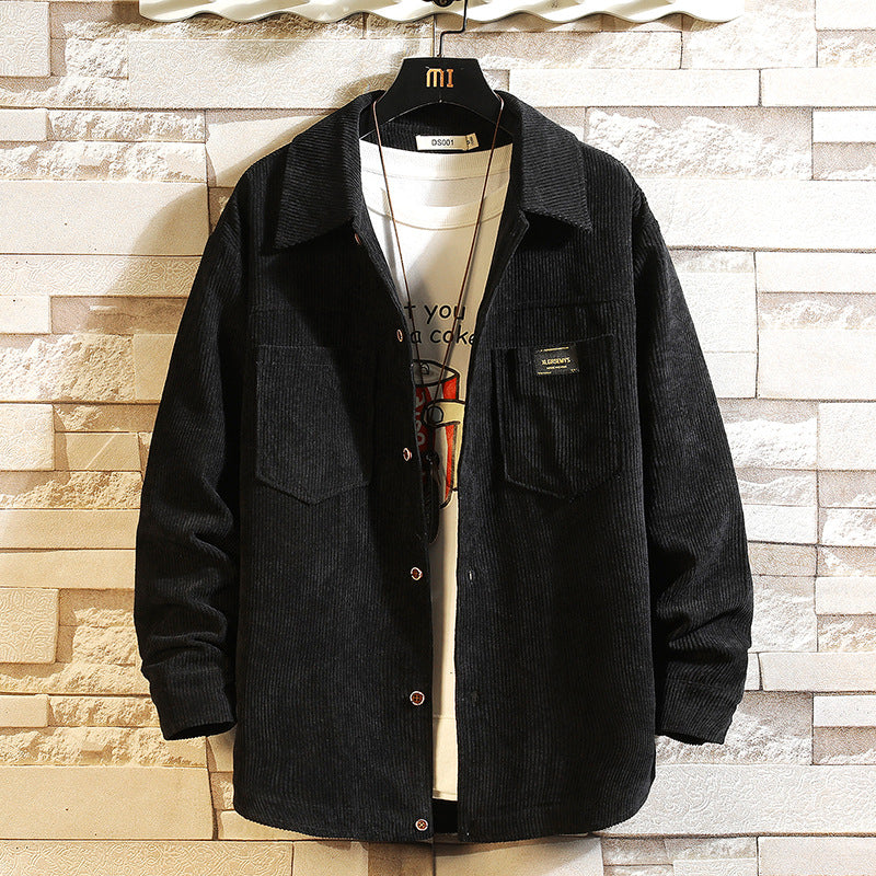 Herren nan lässige Cord-Überhemdjacke mit durchgehender Knopfleiste und aufgesetzten Brusttaschen Echo Archiv