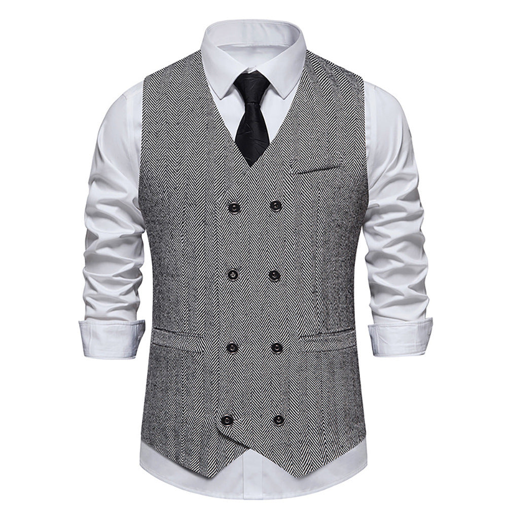 Herren elegante Doppelreiher-Weste im strukturierten Design Echoarchiv