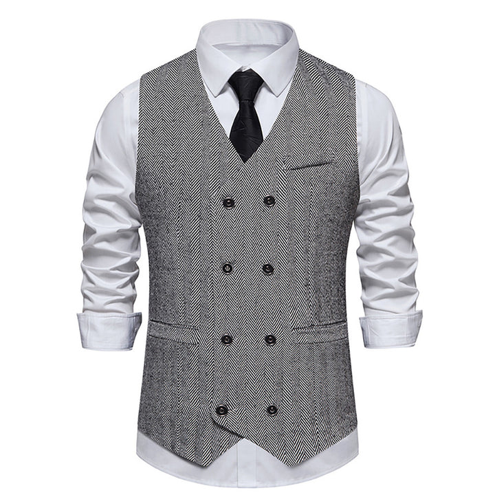 Herren elegante Doppelreiher-Weste im strukturierten Design Echoarchiv
