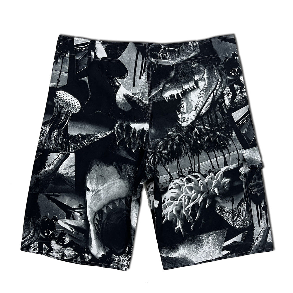 Herren Surf-Shorts mit kreativem Grafikdesign und elastischem Bund Echoarchiv