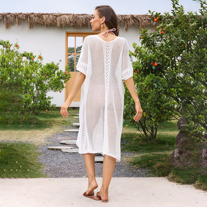 Damen eleganter durchsichtiger Häkel-Strandüberwurf Echo Archiv