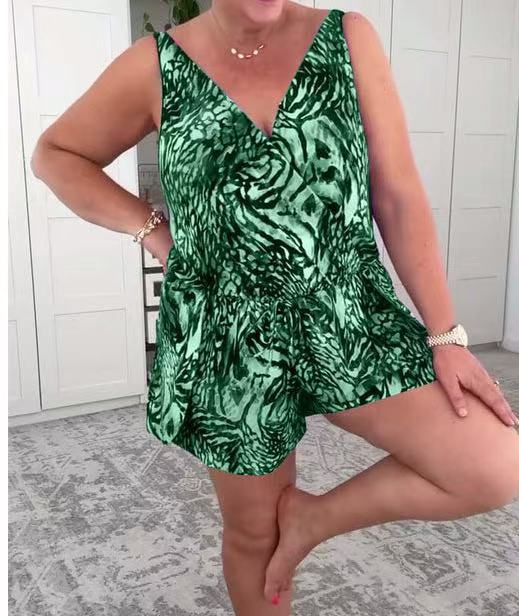 Damen lässiger Overall mit buntem Tiermuster Echo Archiv