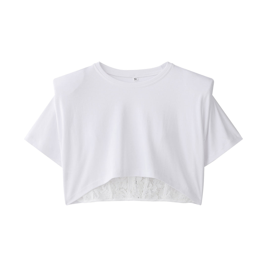 Damen Crop-T-Shirt mit eleganter Spitzenunterlage Echo Archiv