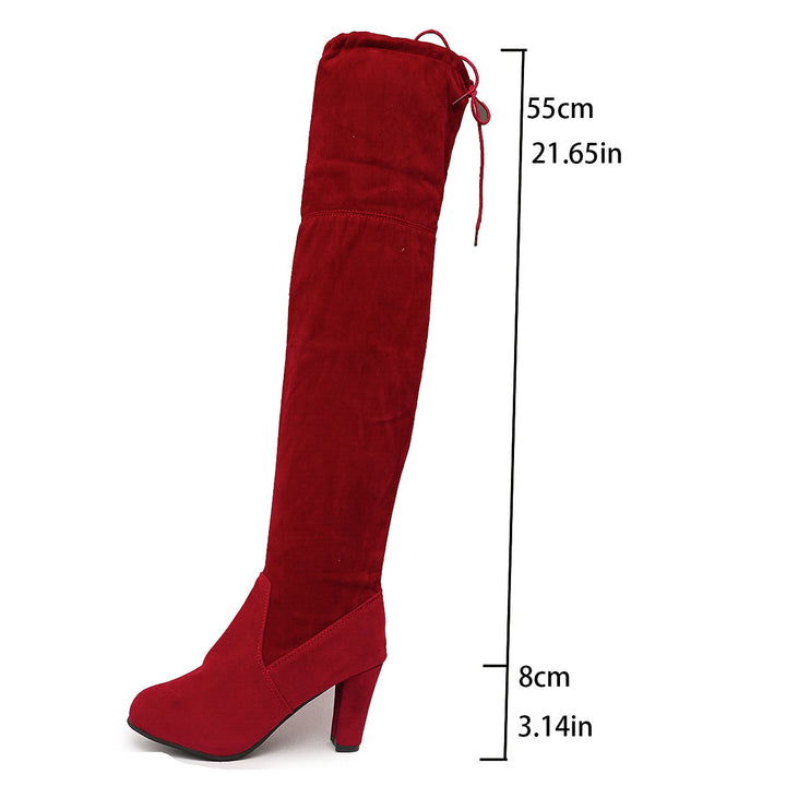 Damen Overknee-Slouch-Stiefel mit 8cm Blockabsatz und verstellbarem Kordelabschluss Echo Archiv