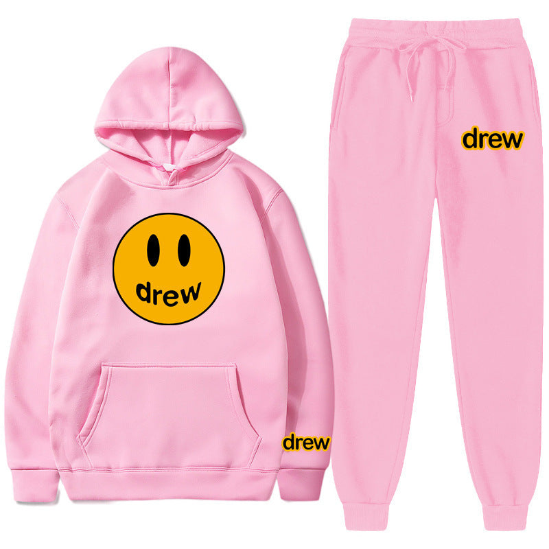 Unisex nan zweiteiliges Lounge-Set aus French-Terry mit Smiley-Print Kapuzenpullover und tapered Jogginghose Echo Archiv