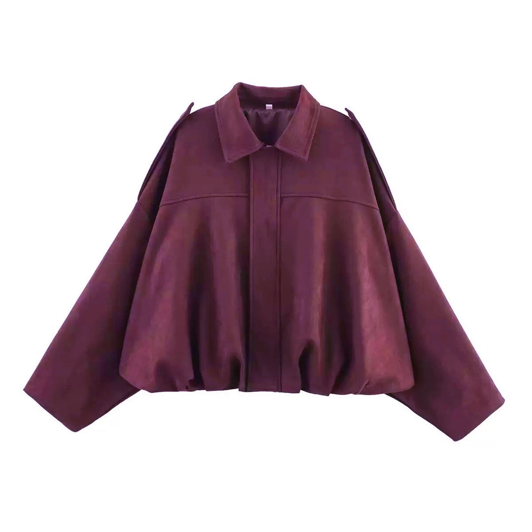 Damen nan Oversize-Kurzjacke mit Ballon-Saum, Schulterpatten und verdeckter Frontleiste Echo Archiv