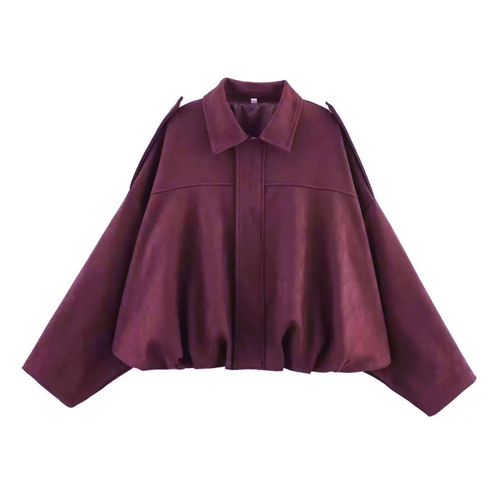 Damen nan Oversize-Kurzjacke mit Ballon-Saum, Schulterpatten und verdeckter Frontleiste Echo Archiv