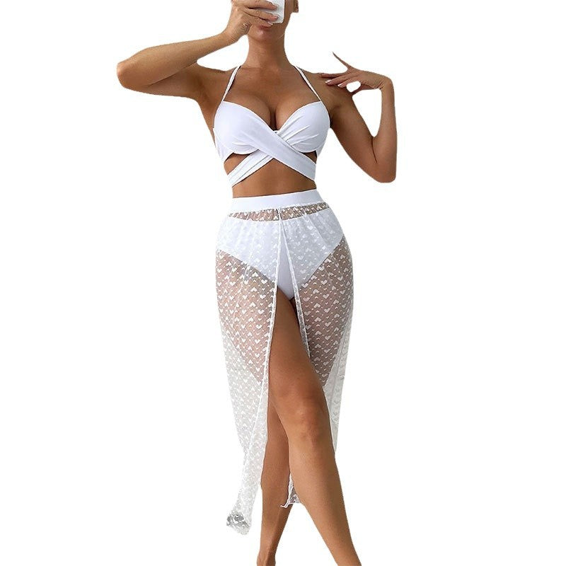 Damen Bikiniset mit elegantem Wickeldesign und transparenter Überrock Echo Archiv