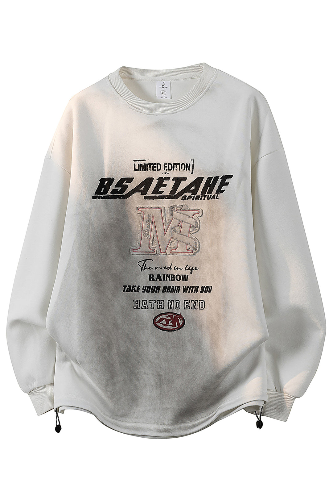 Herren Oversize Sweatshirt mit Allover-Print, Rundhalsausschnitt & Tunnelzugsaum Echoarchiv