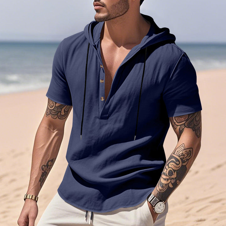 Herren lässiges Kapuzenshirt mit Knopfleiste und modischem Design Echoarchiv