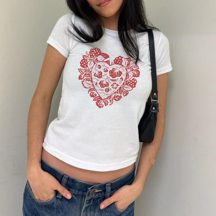 Damen T-Shirt mit verziertem Herz-Motiv Echo Archiv