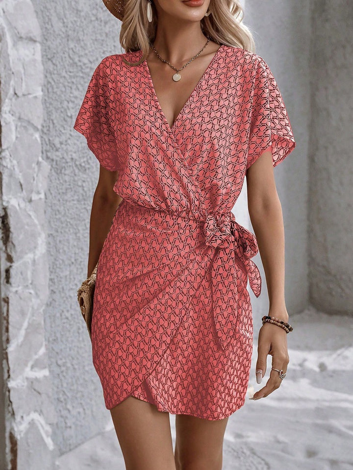 Damen Wickelkleid mit modischem Mustermix und seitlichem Bindegürtel Echo Archiv