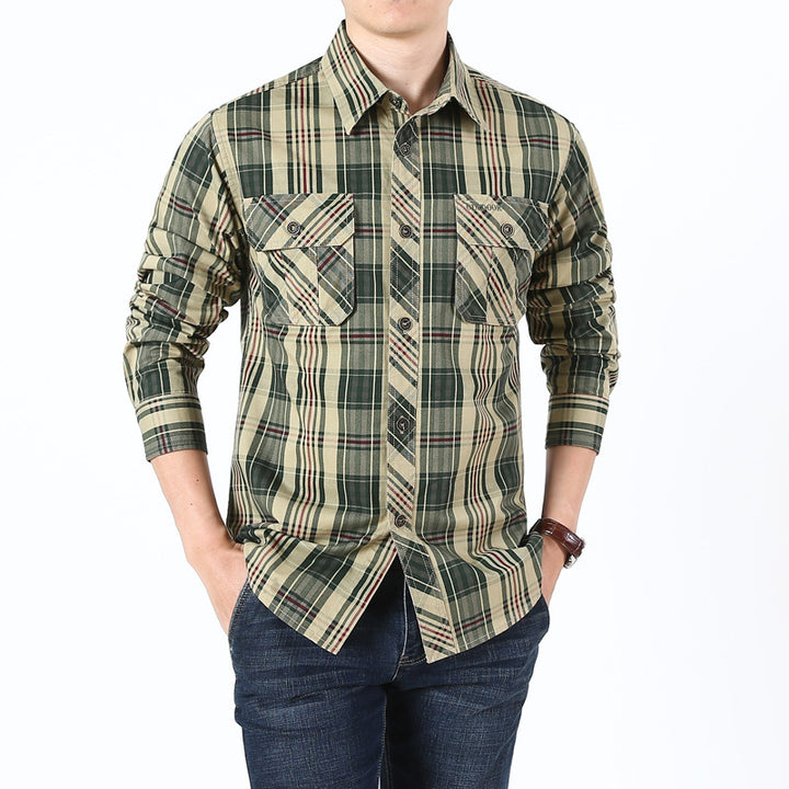 Herren Kariertes Baumwoll‑Overshirt mit Brustpattentaschen – Taviero