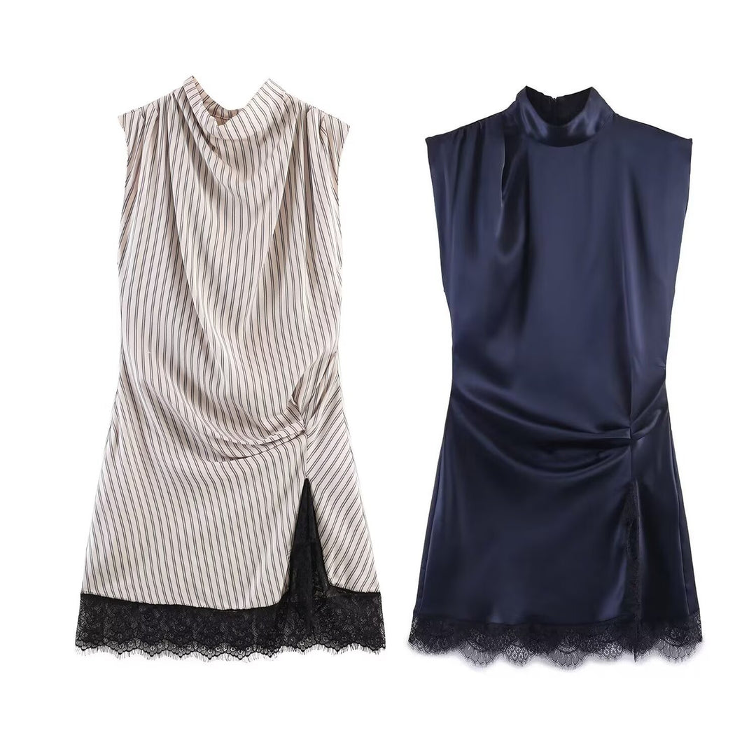 Damen elegantes Kleid mit transparentem Spitzenrand Echo Archiv