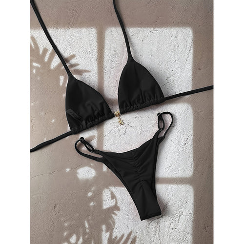 Damen Triangel-Bikini-Set mit verstellbaren Trägern und nahtlosem Design Echo Archiv