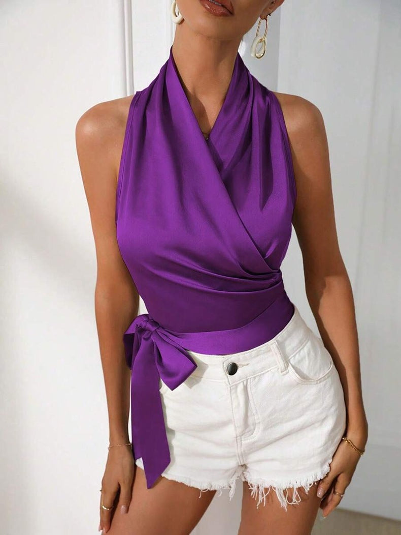 Damen Haltertop mit eleganten Drapierungen und Schleifen Echo Archiv