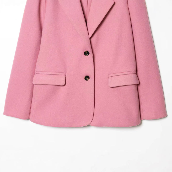 Damen nan taillierter Wollblazer mit Reverskragen und aufgesetzten Taschen Echo Archiv