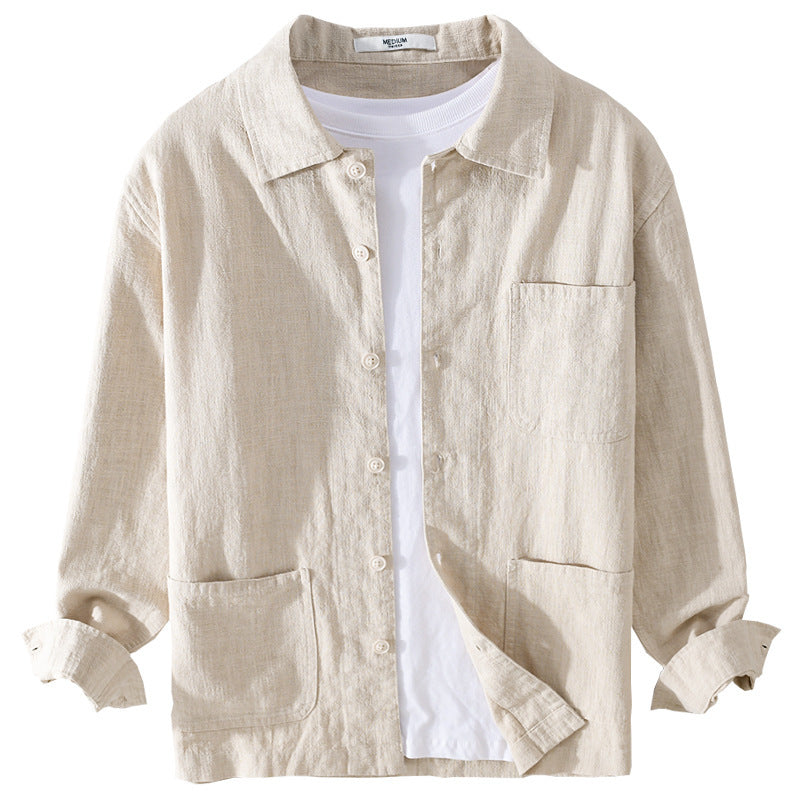 Herren Leinenhemdjacke mit aufgesetzten Taschen und legerer Passform Echoarchiv