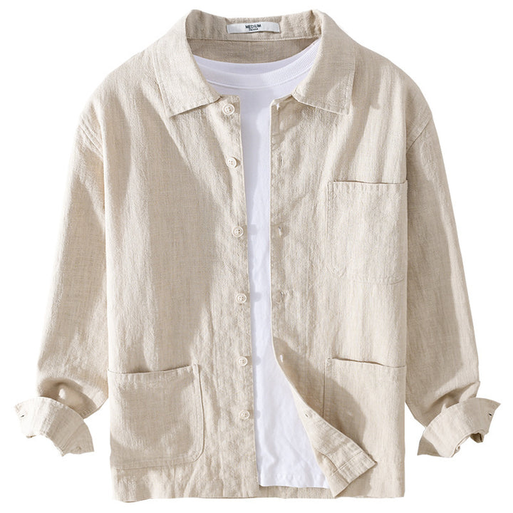 Herren Leinenhemdjacke mit aufgesetzten Taschen und legerer Passform Echoarchiv