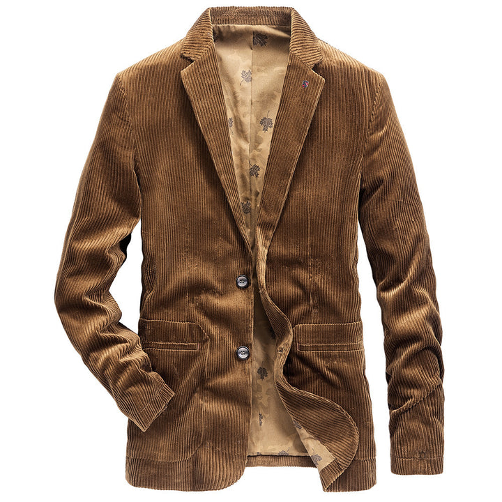 Herren Cordblazer aus Feincord mit gemustertem Innenfutter und Revers – Tianoro