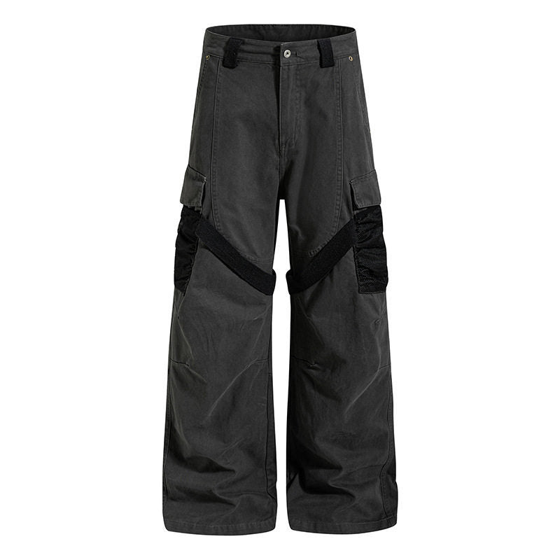 Damen Weite Cargo‑Palazzo‑Hose mit Utility‑Taschen und Mesh‑Einsätzen Echoarchiv
