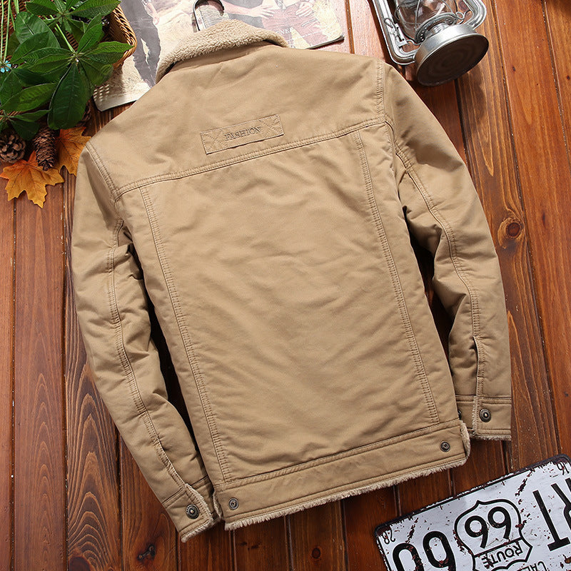 Herren Robuste Canvas-Truckerjacke mit vollem Sherpa-Innenfutter und verdeckter Druckknopfleiste Echo Archiv