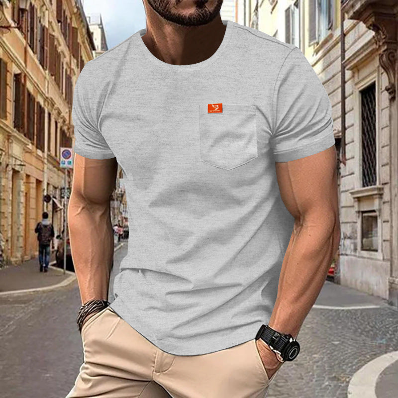 Herren Premium Rundhals T-Shirt mit Brusttasche Echoarchiv