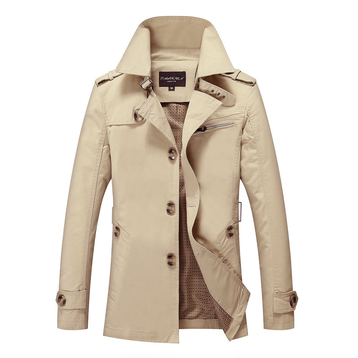 Herren Moderner Field-Trenchcoat mit Stehkragen, Schulterepauletten und kariertem Innenfutter – Montevé