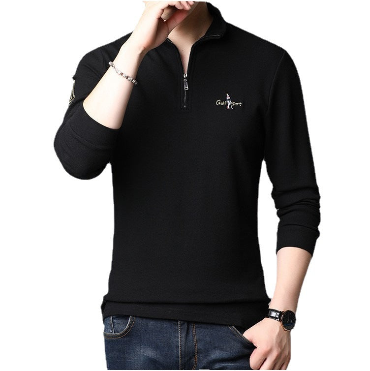 Herren Stehkragenpullover mit modernem Reißverschluss und feiner Struktur Echoarchiv