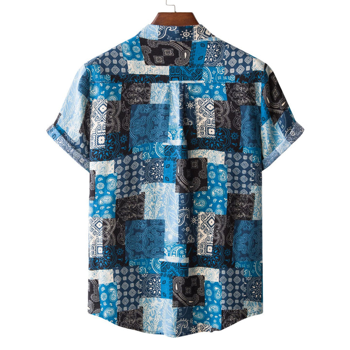 Herren Kurzarmhemd im kreativen Patchwork-Design Echoarchiv