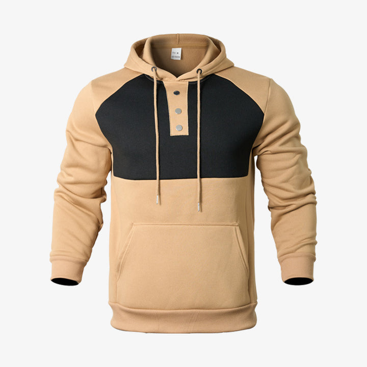 Herren Kapuzenpullover mit durchgehendem Kängurutaschen-Design und modischer Knopfleiste Echoarchiv