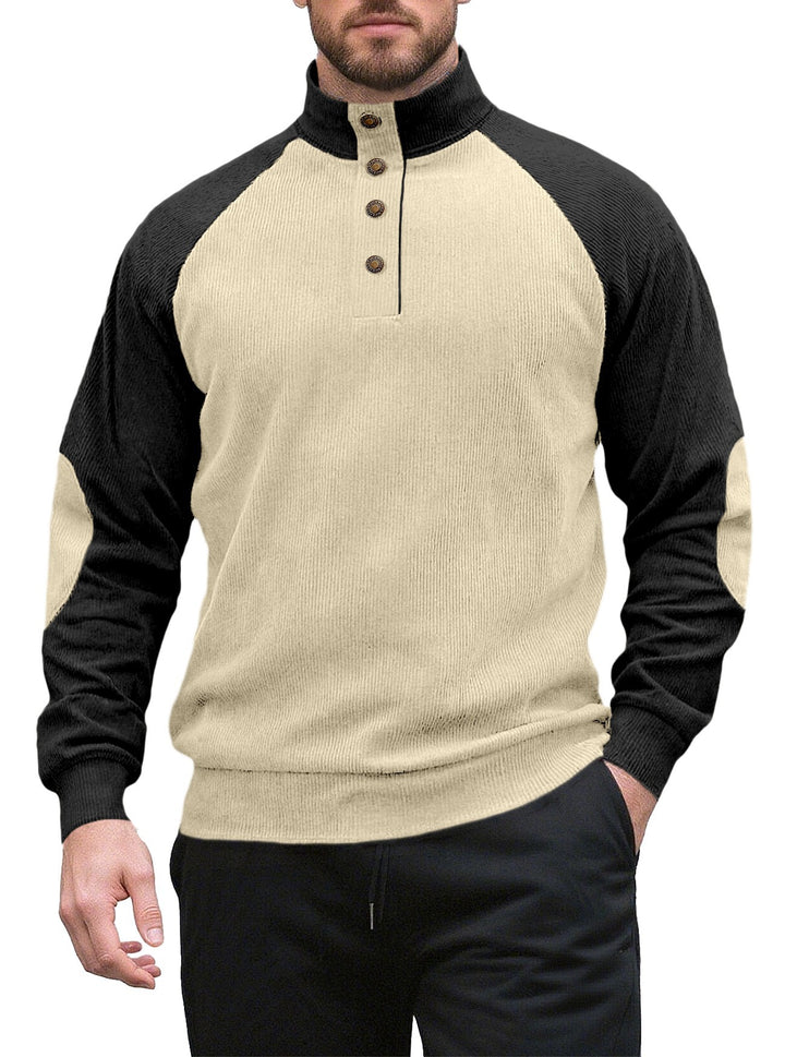 Herren Strickpullover mit modernem Knopfleisten-Design und Raglanärmeln Echoarchiv