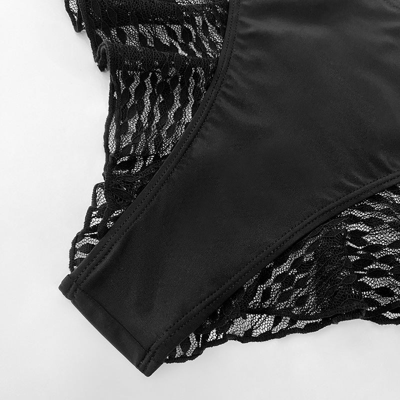Damen Hochtailliertes Badehöschen mit transparentem Rüschendetail Echo Archiv