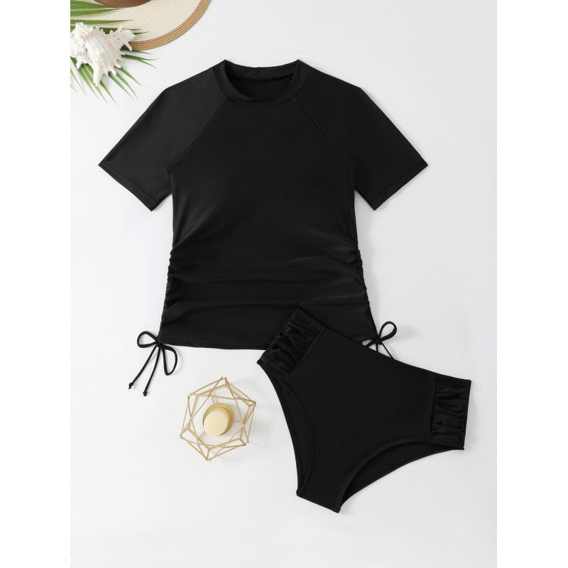 Damen Sportliches Kombi-Badeoutfit mit Kurzarm-Top und hochgeschnittenem Hosenrock Echo Archiv
