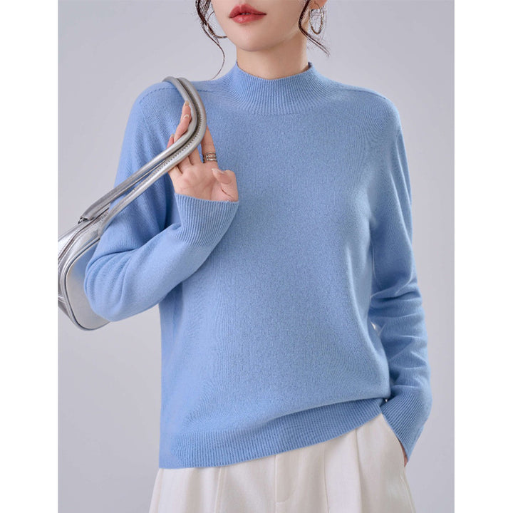 Damen Feiner Feinstrick-Pullover mit kurzem Stehkragen und Kaschmir-Optik Echoarchiv