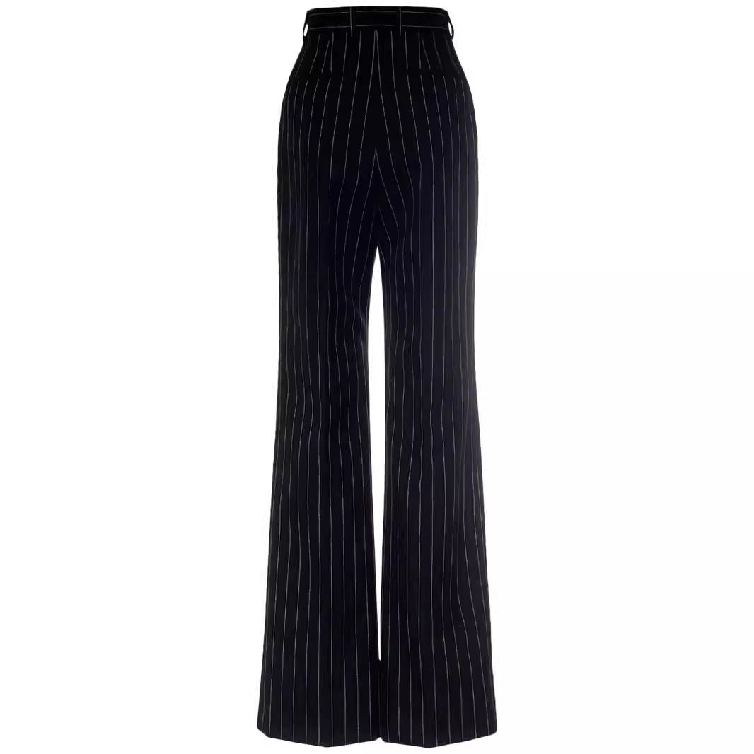 Damen Hochtaillierte weite Nadelstreifen-Hose im Tailoring-Stil Echoarchiv