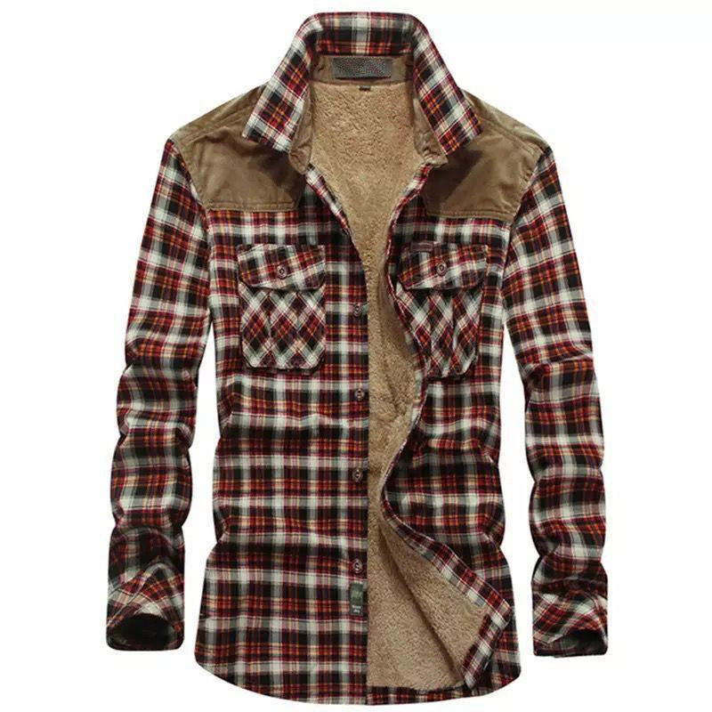 Herren warme Flanellhemdjacke mit gefütterten Taschen Echoarchiv