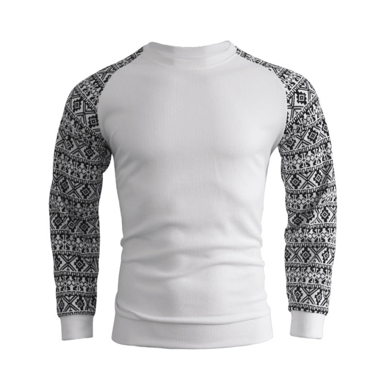 Herren modischer Langarmpullover mit grafischem Muster und Rundhalsausschnitt Echoarchiv