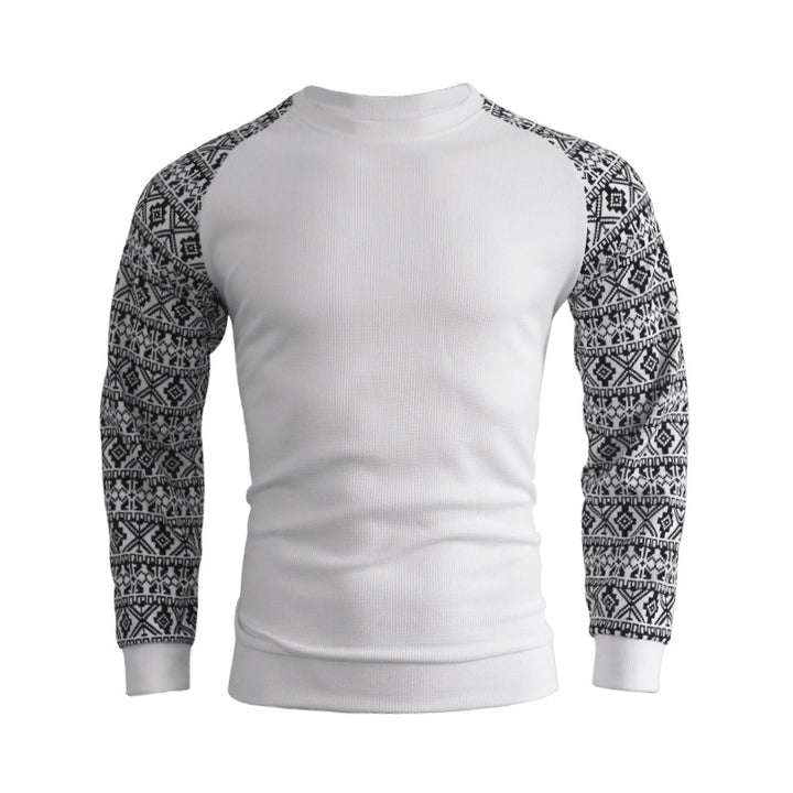 Herren modischer Langarmpullover mit grafischem Muster und Rundhalsausschnitt Echoarchiv