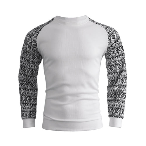Herren modischer Langarmpullover mit grafischem Muster und Rundhalsausschnitt Echoarchiv