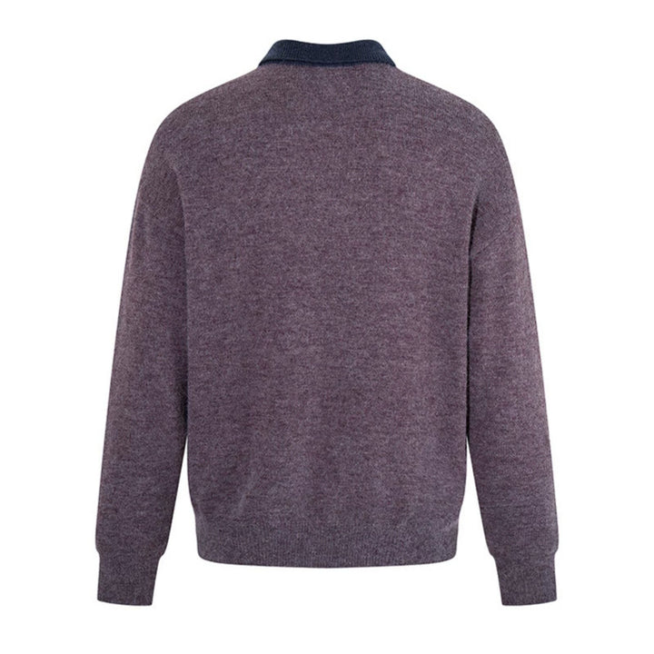 Herren Poloshirt-Strickpullover mit Knopfleiste, Brusttasche und Kontrastkragen Echoarchiv