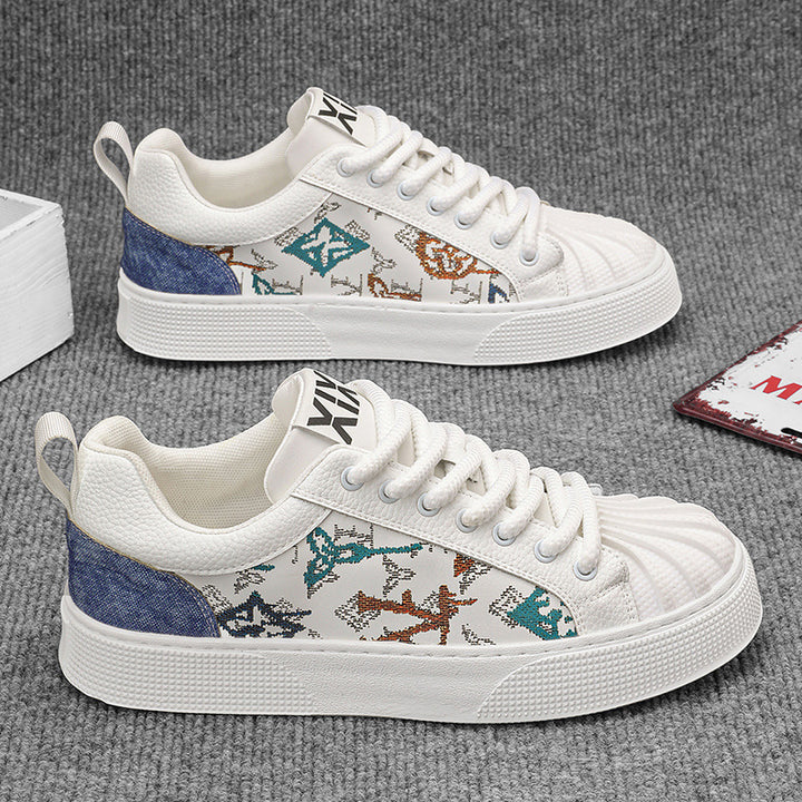 Damen Low-Top Sneaker mit besticktem Schmetterlingsmuster und strukturierter Zehenkappe Echoarchiv