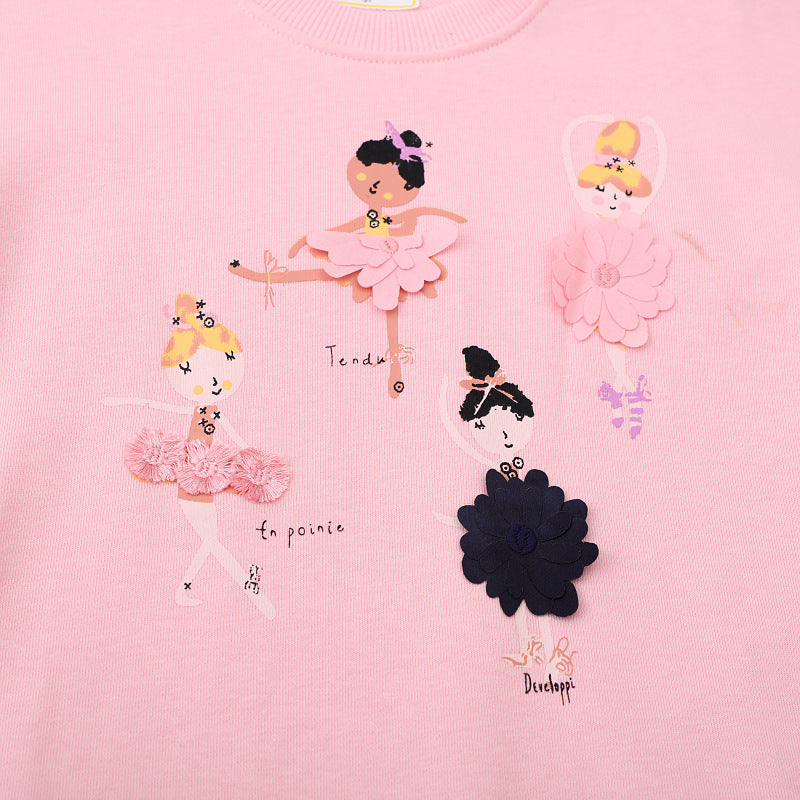 Mädchen Sweatshirt mit Tüllrock und bunten Ballerina-Applikationen Echo Archiv