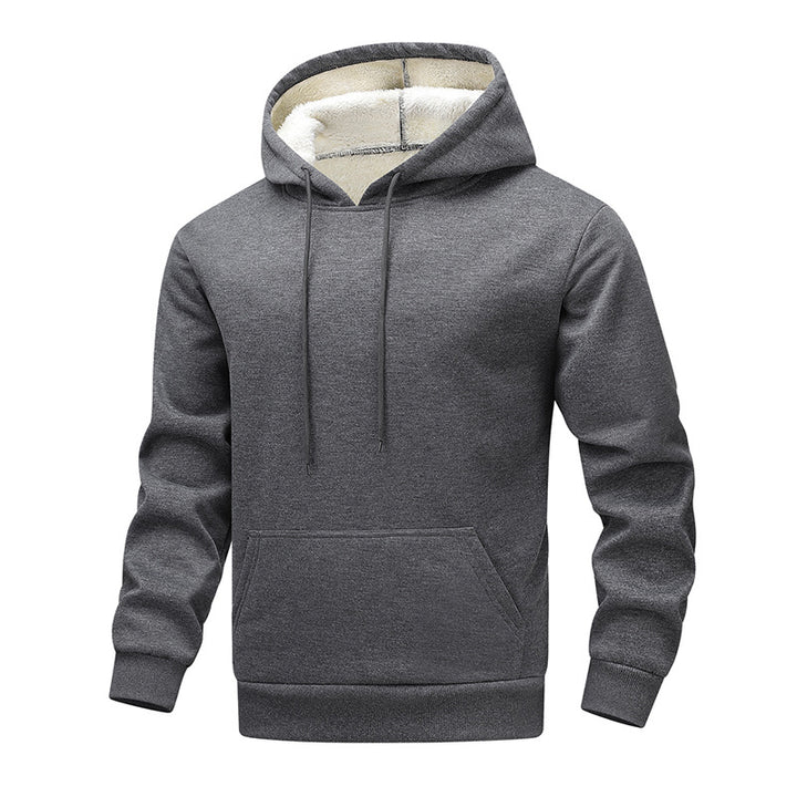 Herren Fleece-Kapuzenpullover mit Sherpa-Innenfutter und Kängurutasche – Cavarno