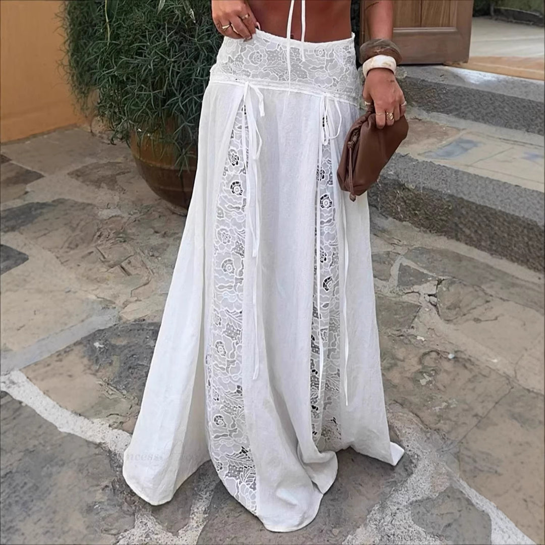 Damen Maxi-Rock mit elegantem Spitzen-Design und seitlichen Bändern Echo Archiv