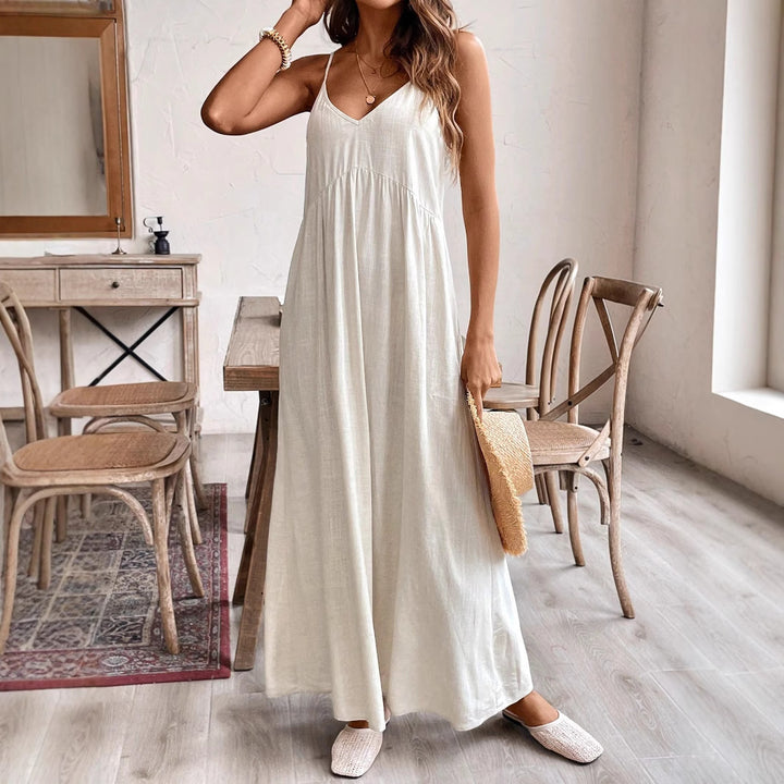 Damen Maxikleid mit feinen Trägern und fließendem Schnitt Echo Archiv
