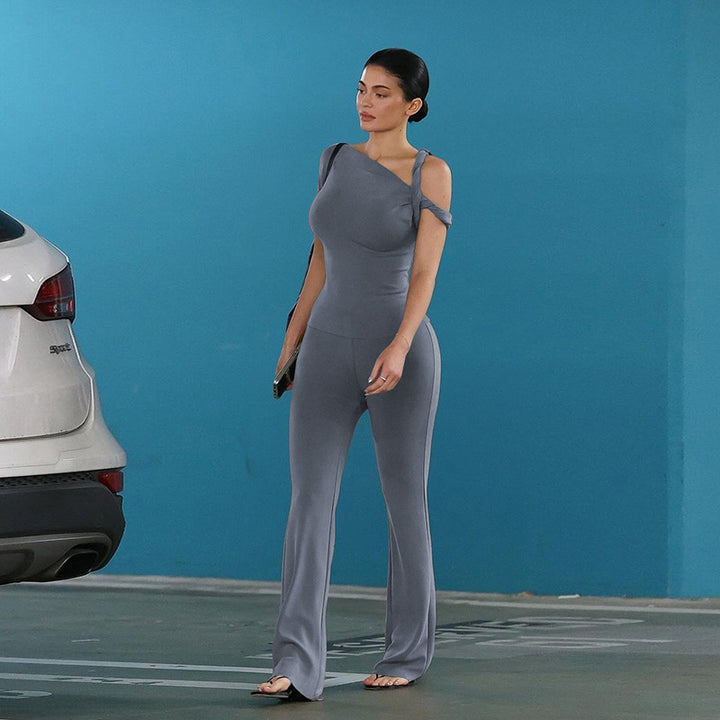 Damen Trendiger Jumpsuit mit asymmetrischem Design und elegantem Träger Echo Archiv